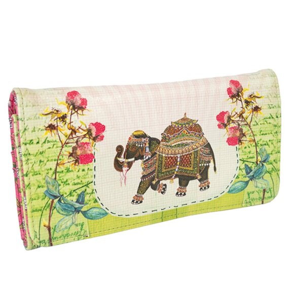 NWT NEW Papaya Fancy Elephant Tri Fold Wallet Vegan Leather - Picture 2 of 5